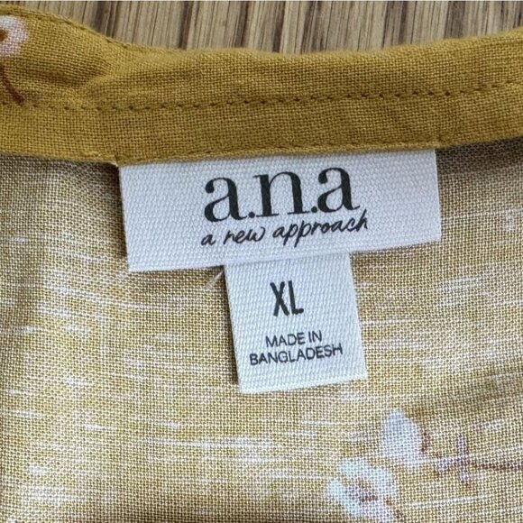 Ana New Approach Yellow Floral Sleeveless Dress Womens Size K Rayon Linen Blend - Picture 4 of 5